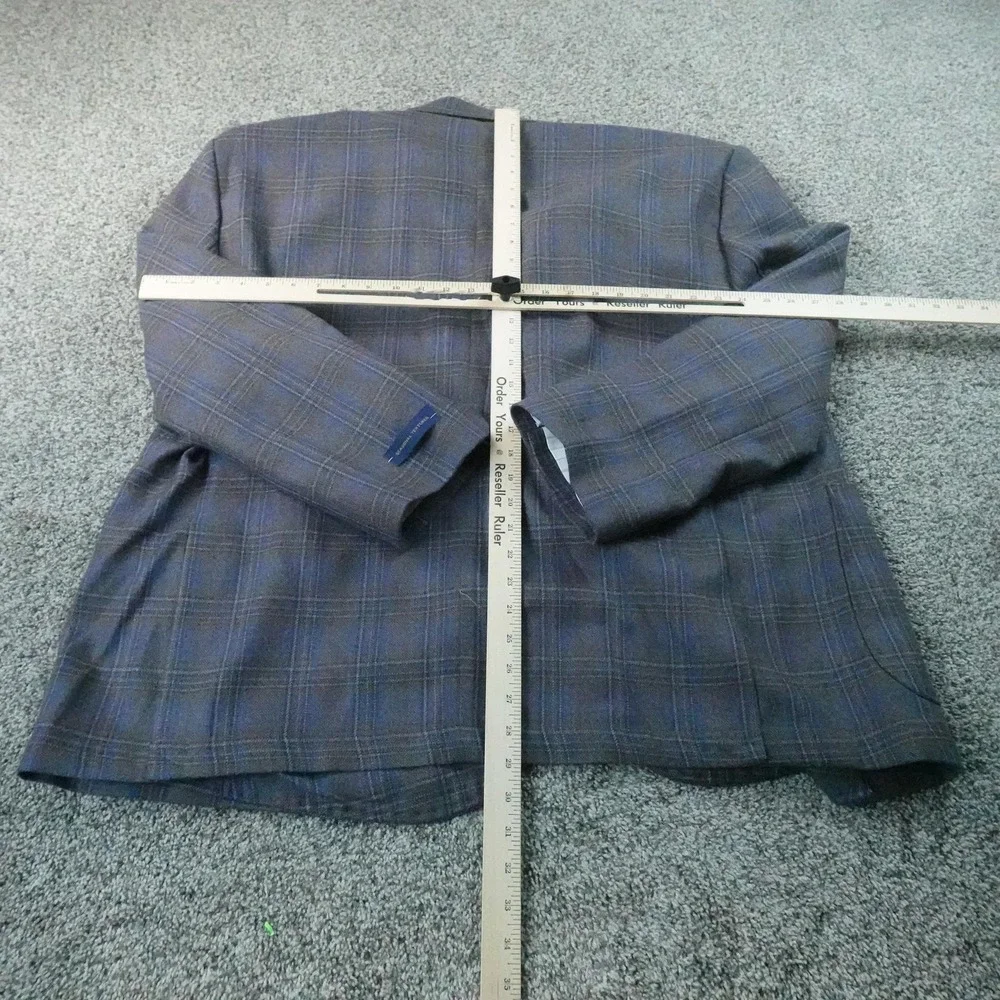 NEW Stafford Blazer Mens 54S Gray Plaid Wool Unstructured Sport Coat Suit Jacket